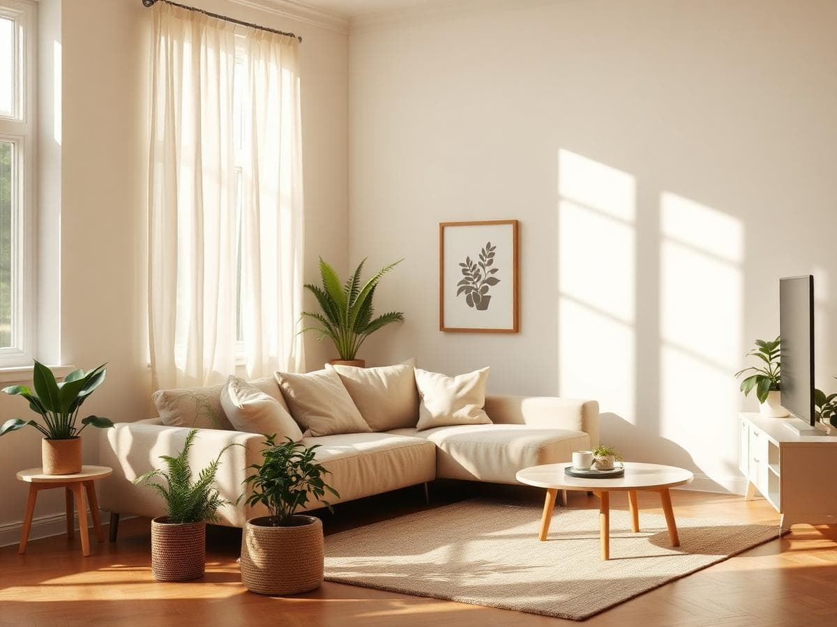 Helles Wohnzimmer einer Ferienwohnung